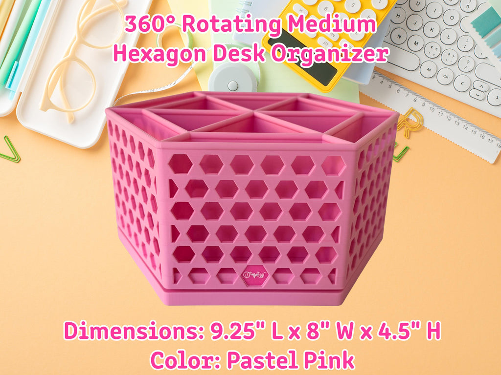 360 Rotating Hexagon Desk Organizer Colorful Desk and Vanity Storage