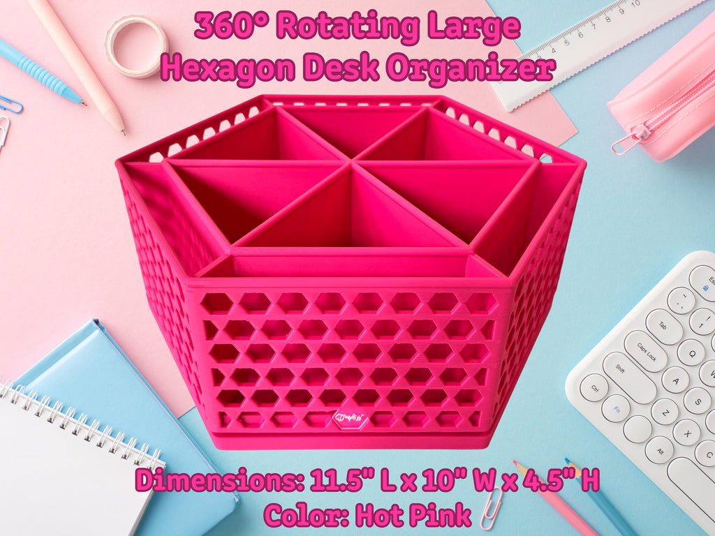 360 Rotating Hexagon Desk Organizer Colorful Desk and Vanity Storage