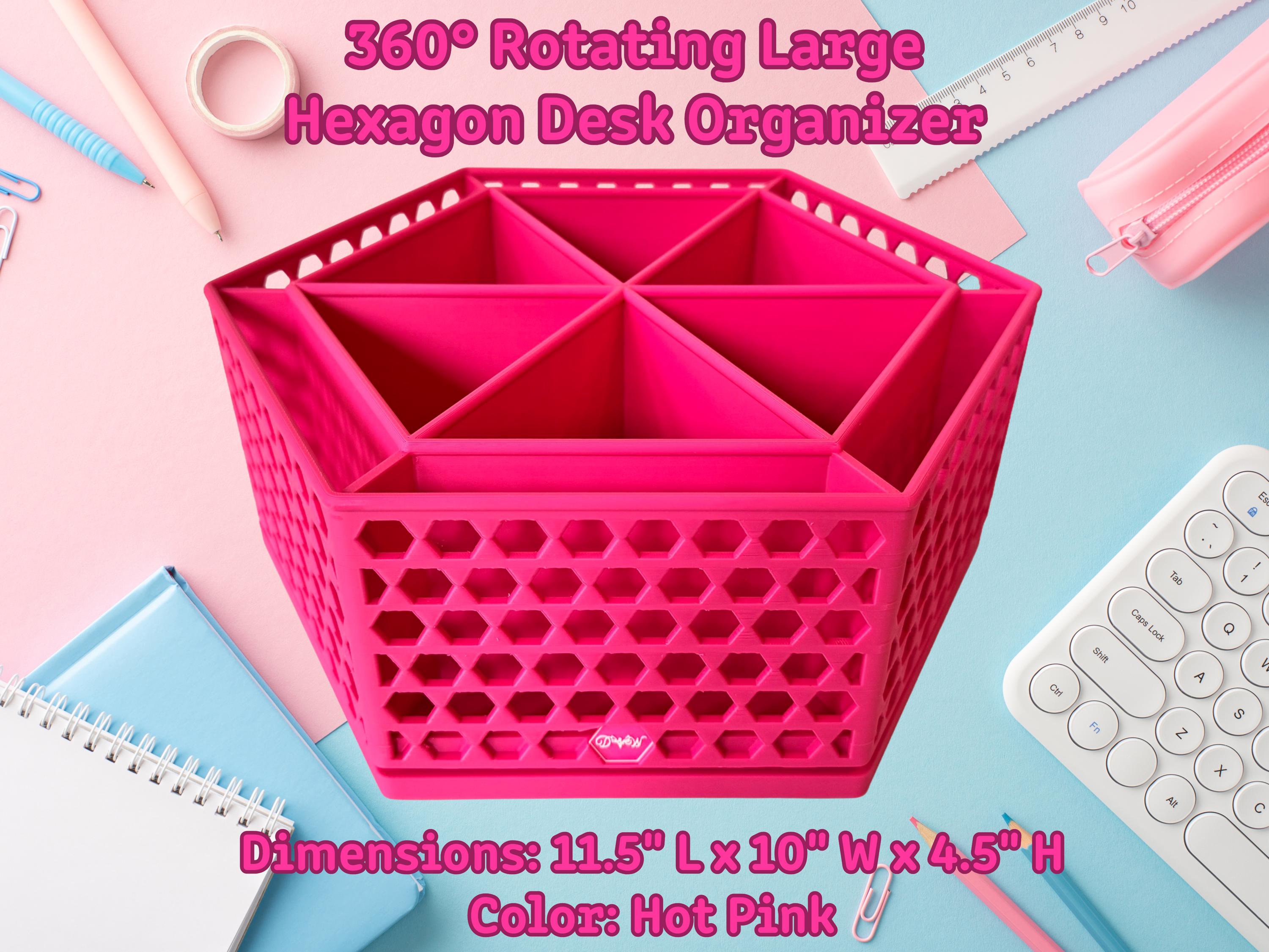 360 Rotating Hexagon Desk Organizer Colorful Desk and Vanity Storage