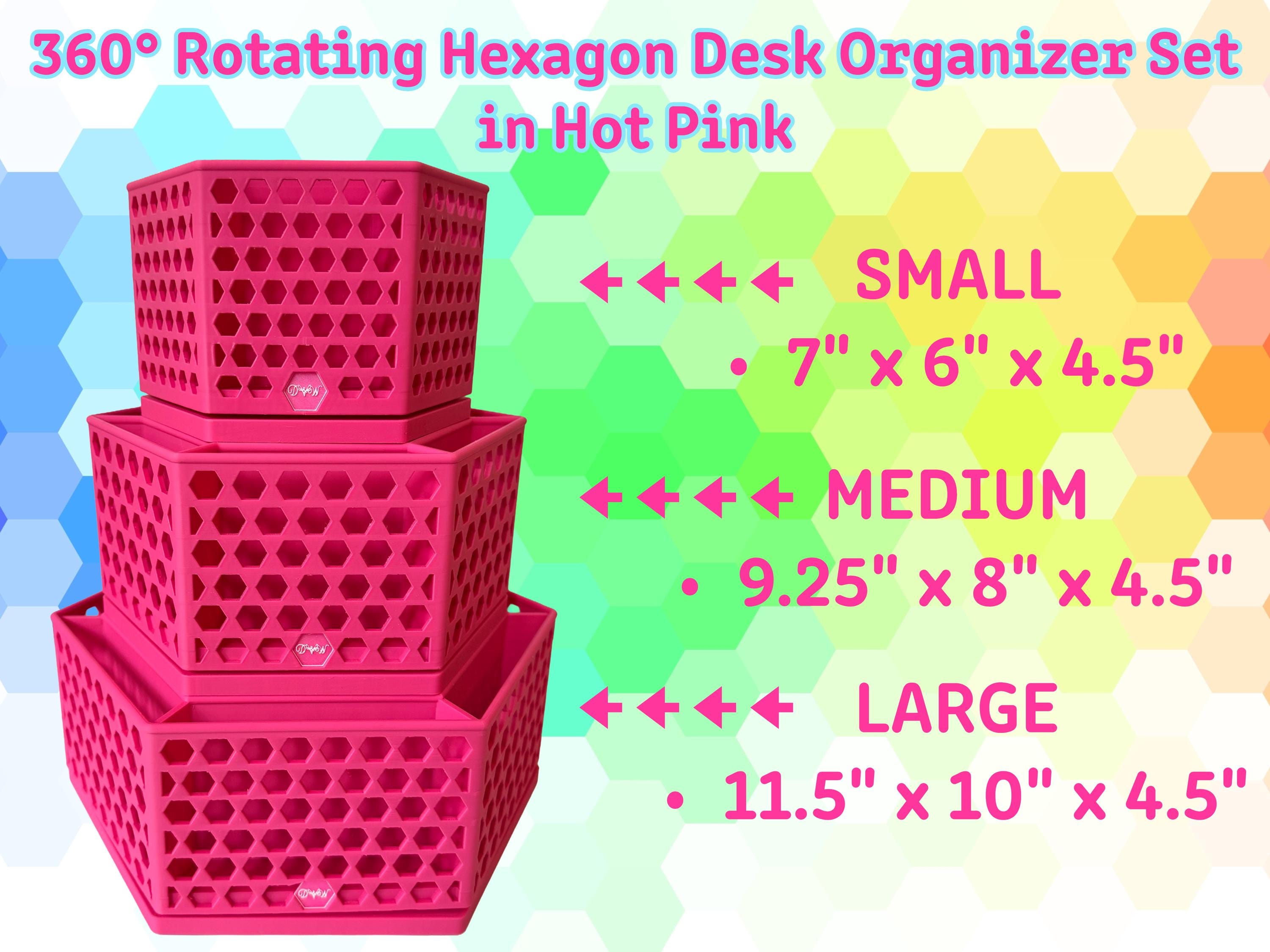 360 Rotating Hexagon Desk Organizer Colorful Desk and Vanity Storage