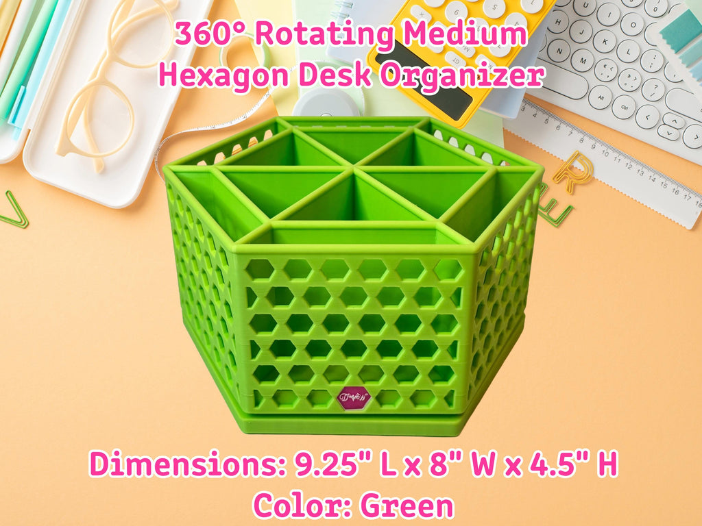 360 Rotating Hexagon Desk Organizer Colorful Desk and Vanity Storage