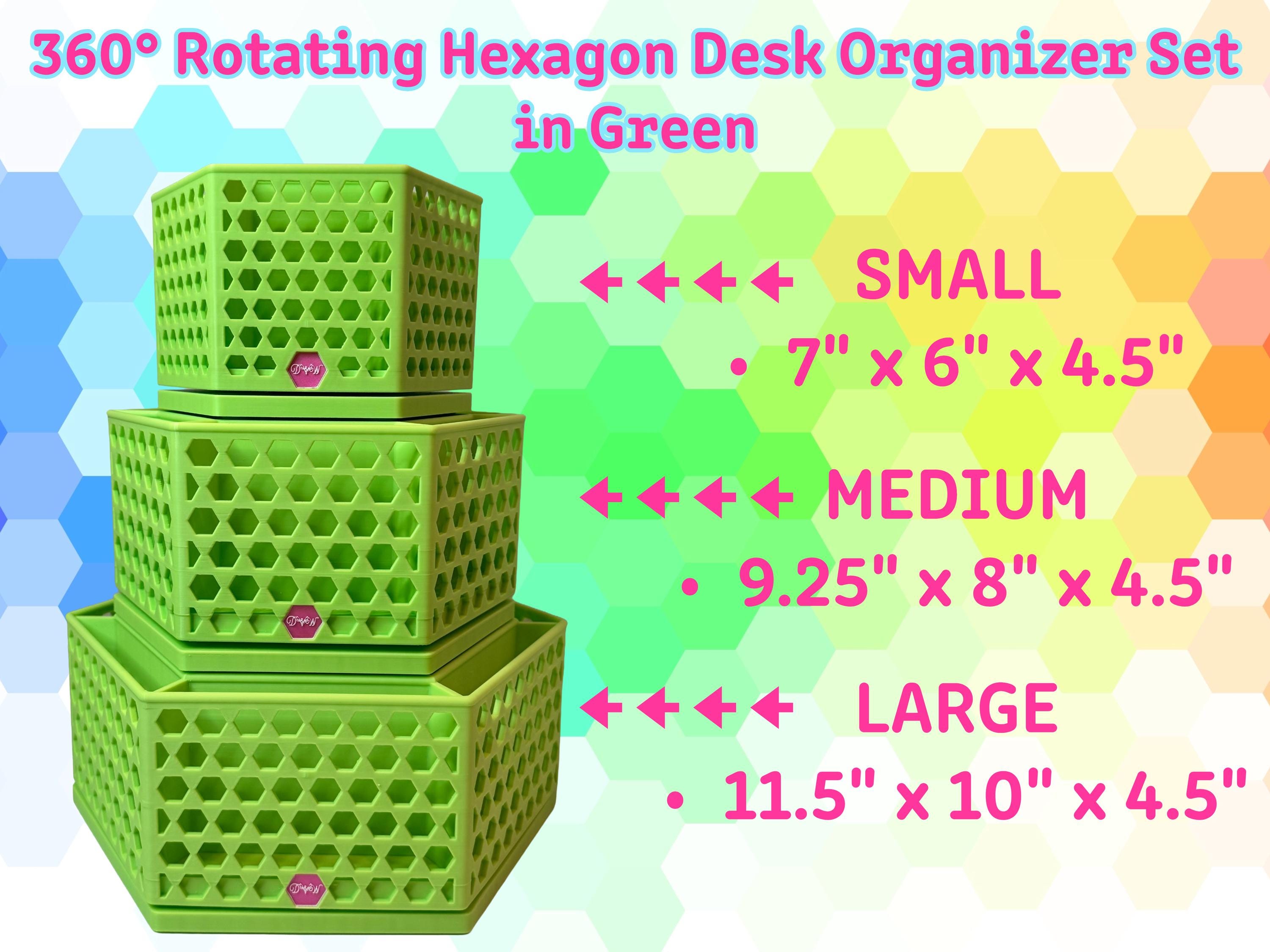 360 Rotating Hexagon Desk Organizer Colorful Desk and Vanity Storage