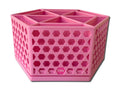 360-degree rotating hexagon desk organizer set in pastel pink