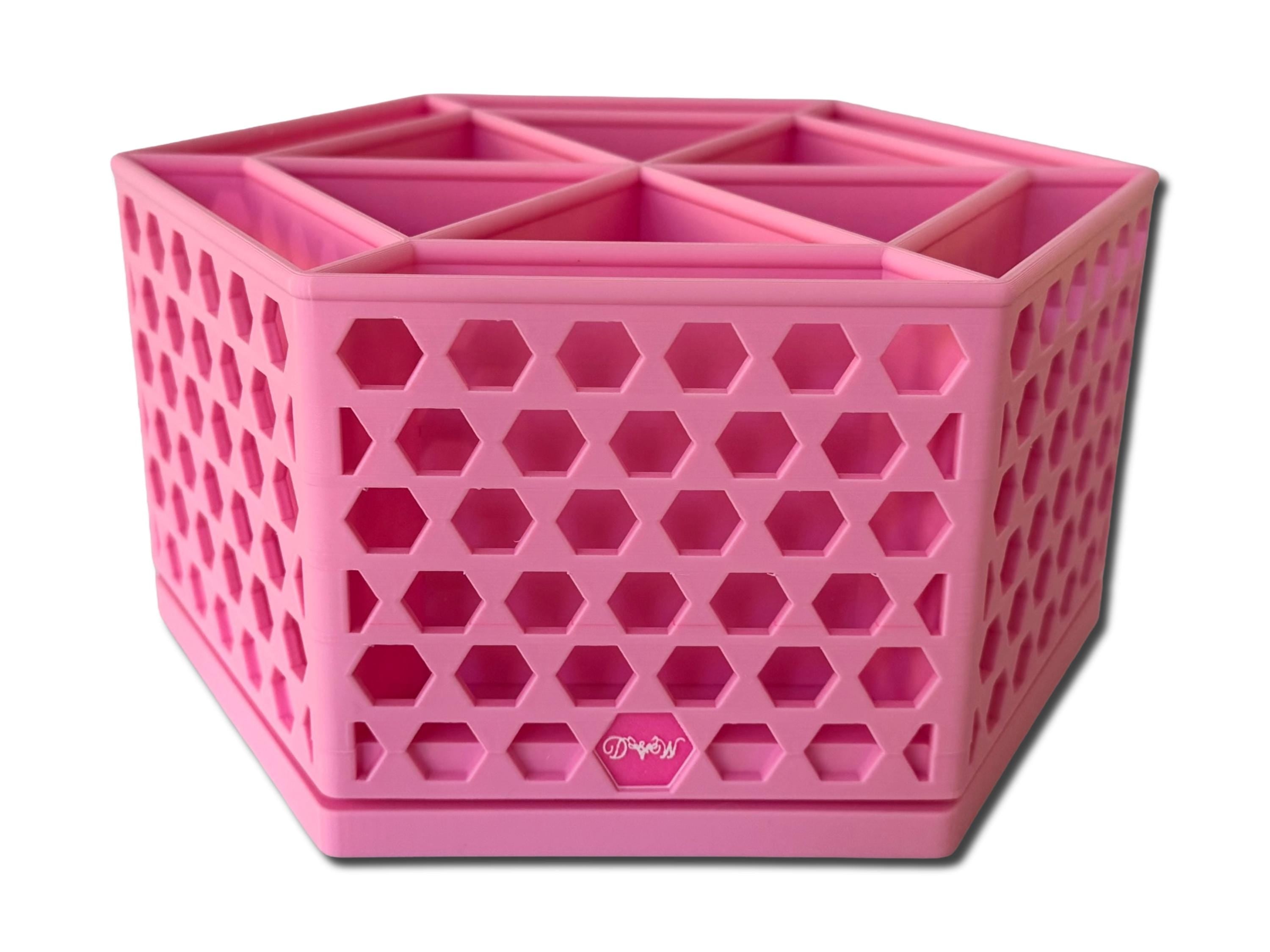 360 Rotating Hexagon Desk Organizer Colorful Desk and Vanity Storage