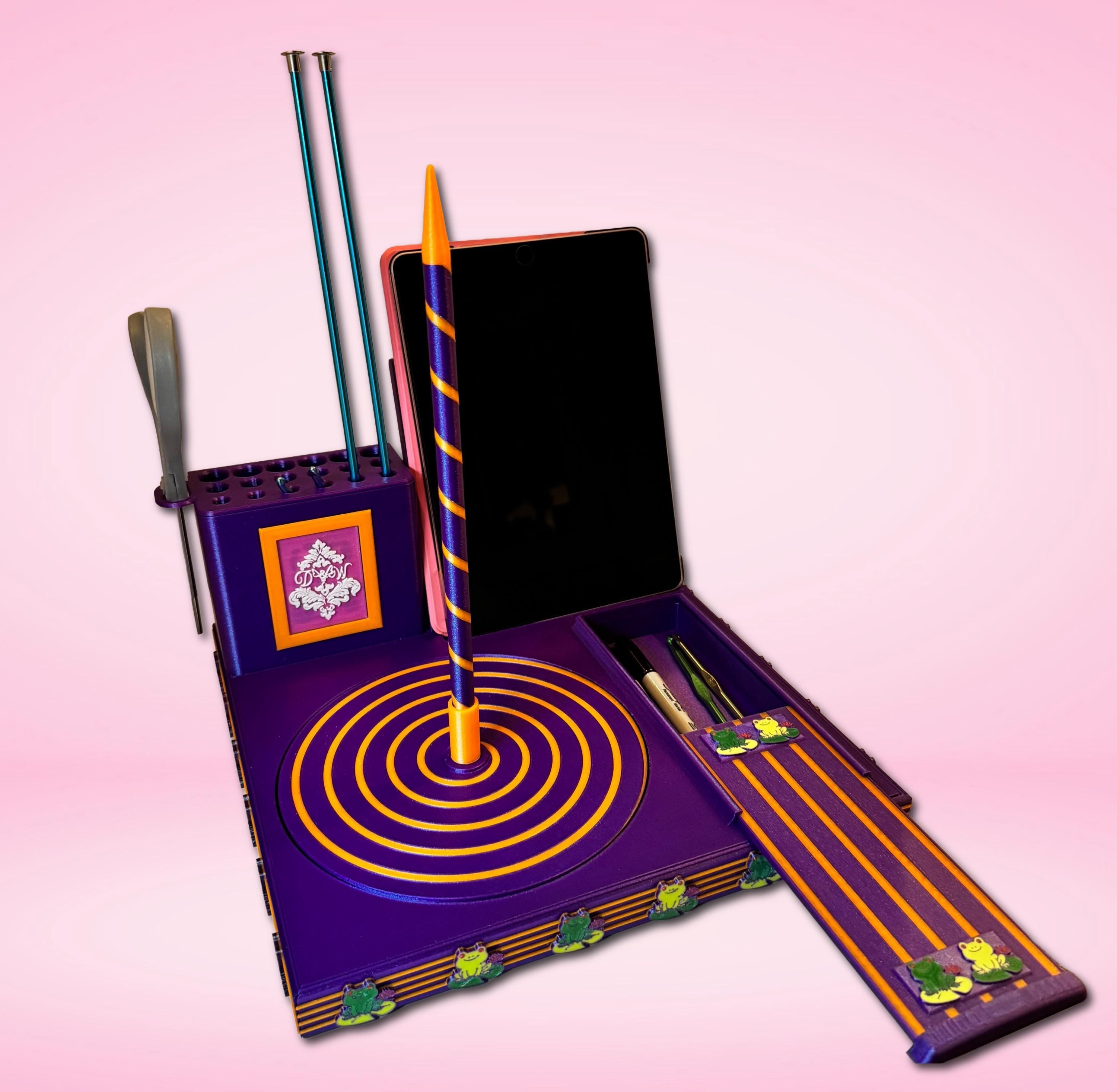 Luxury Yarn Spinner with Phone & Tablet Stand | Premium Craft Workstation