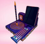 Frog Darn It! Luxury Yarn Spinner Organizer with built-in tablet stand, rotating yarn spinner, knitting and crochet tool storage, and sliding storage compartment.