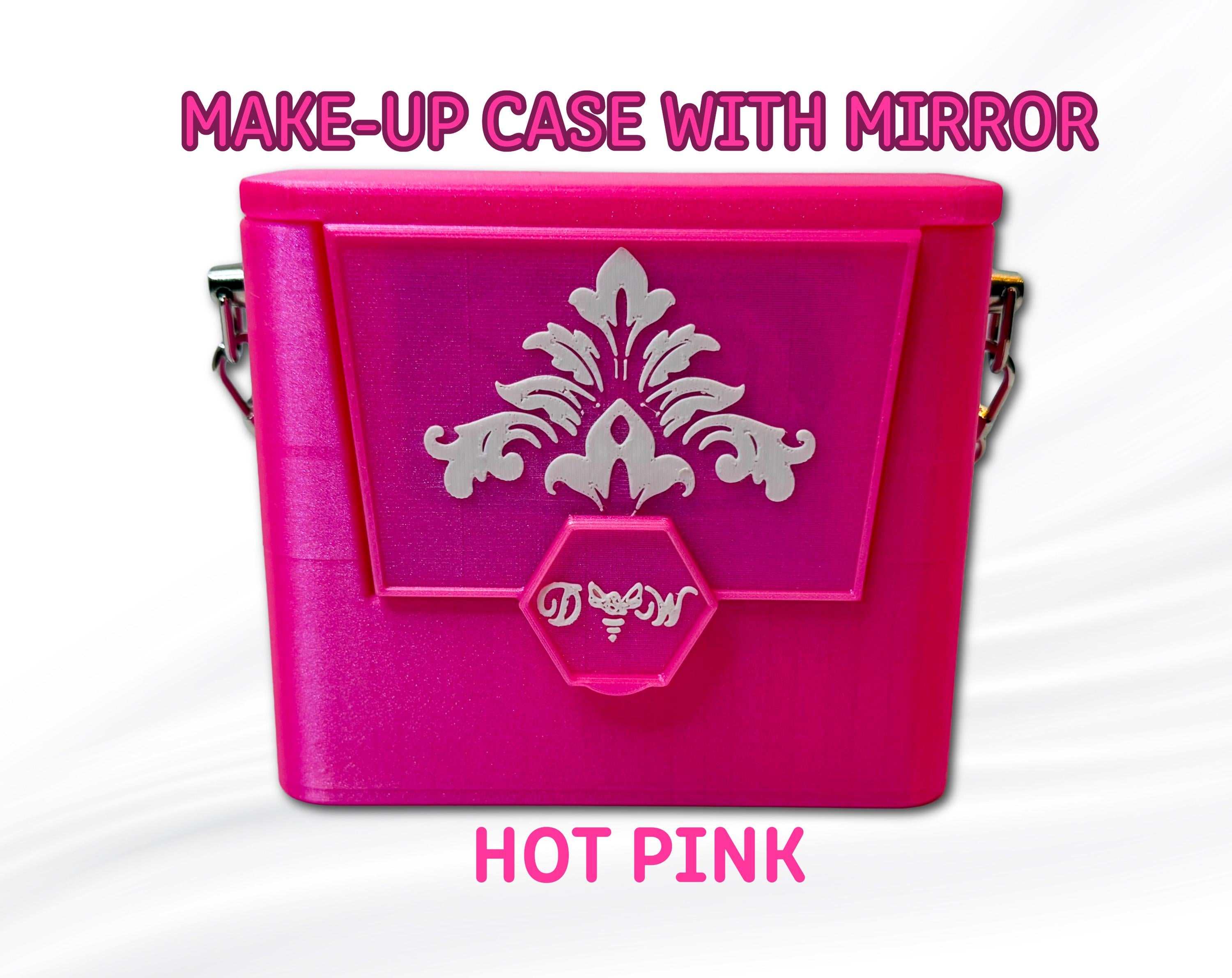 Makeup Case with Mirror Damask Travel Beauty Organizer for Purse or Vanity