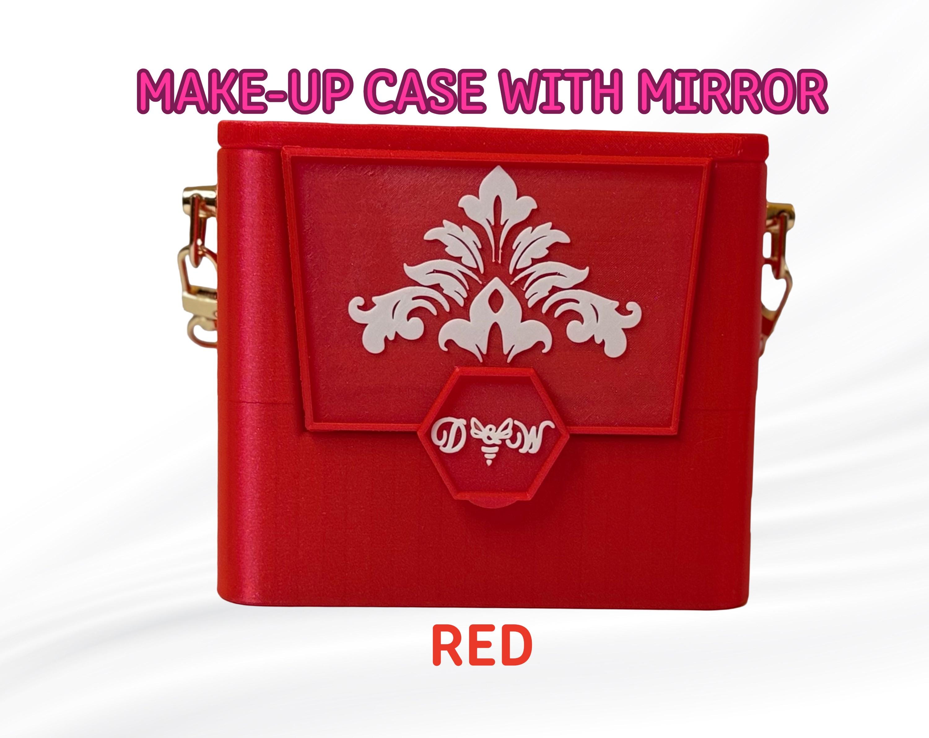 Makeup Case with Mirror Damask Travel Beauty Organizer for Purse or Vanity