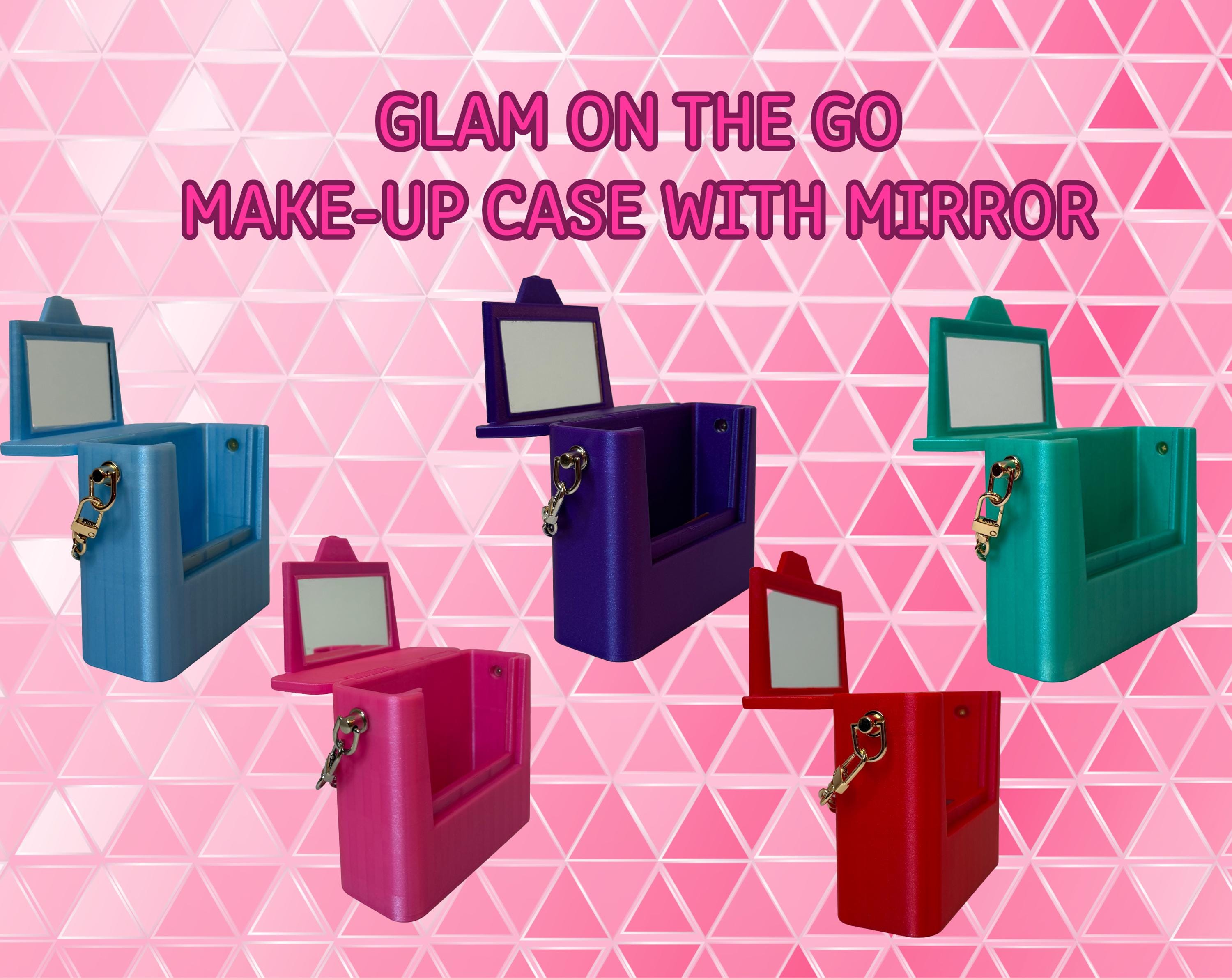 Makeup Case with Mirror Damask Travel Beauty Organizer for Purse or Vanity