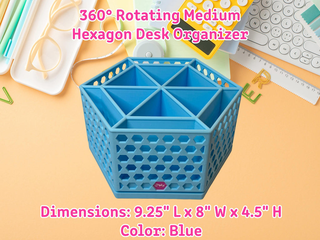 360 Rotating Hexagon Desk Organizer Colorful Desk and Vanity Storage