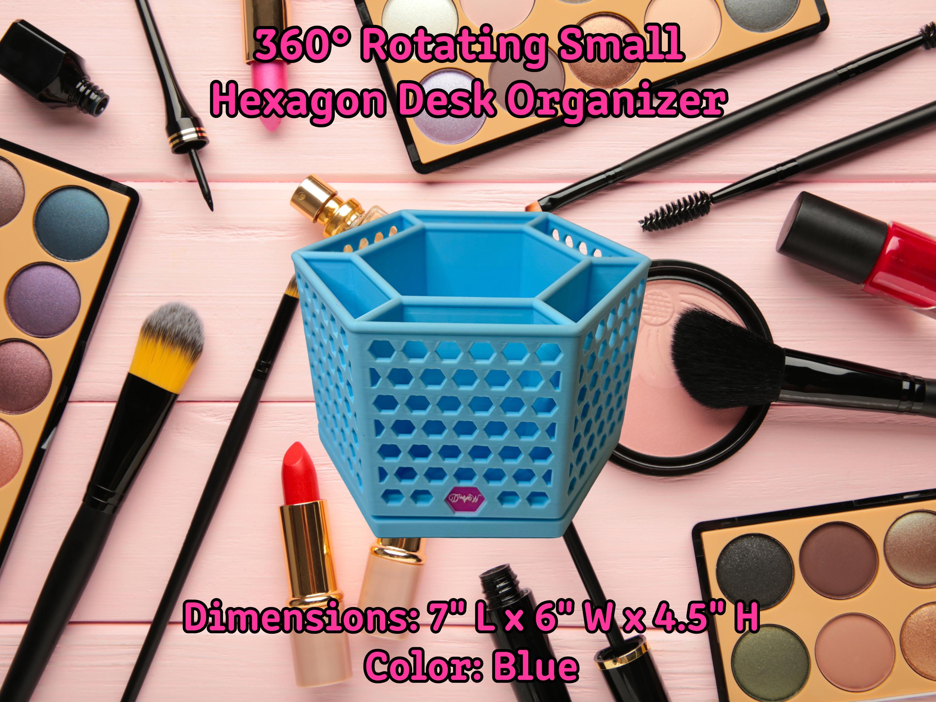 360 Rotating Hexagon Desk Organizer Colorful Desk and Vanity Storage