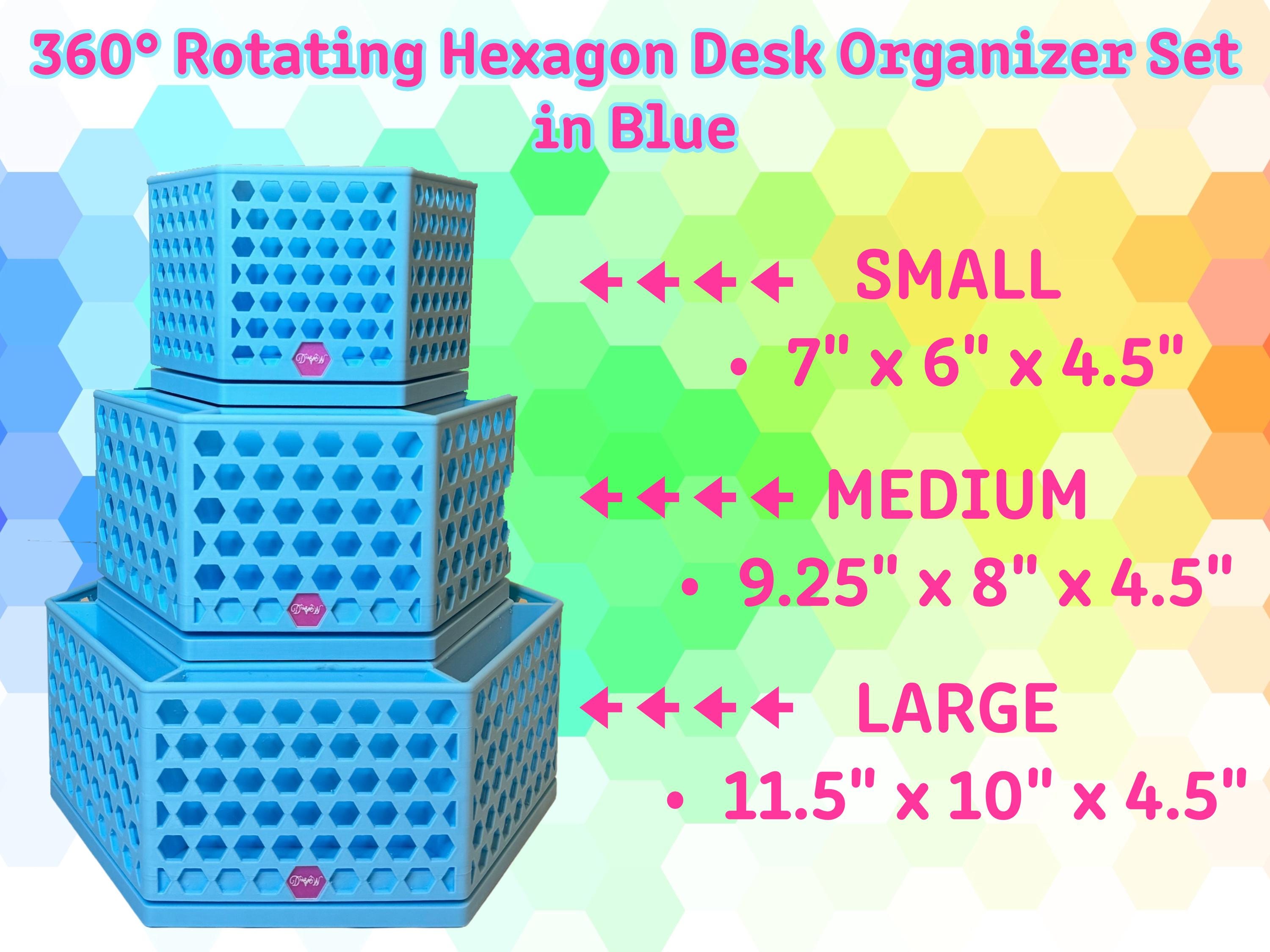 360 Rotating Hexagon Desk Organizer Colorful Desk and Vanity Storage