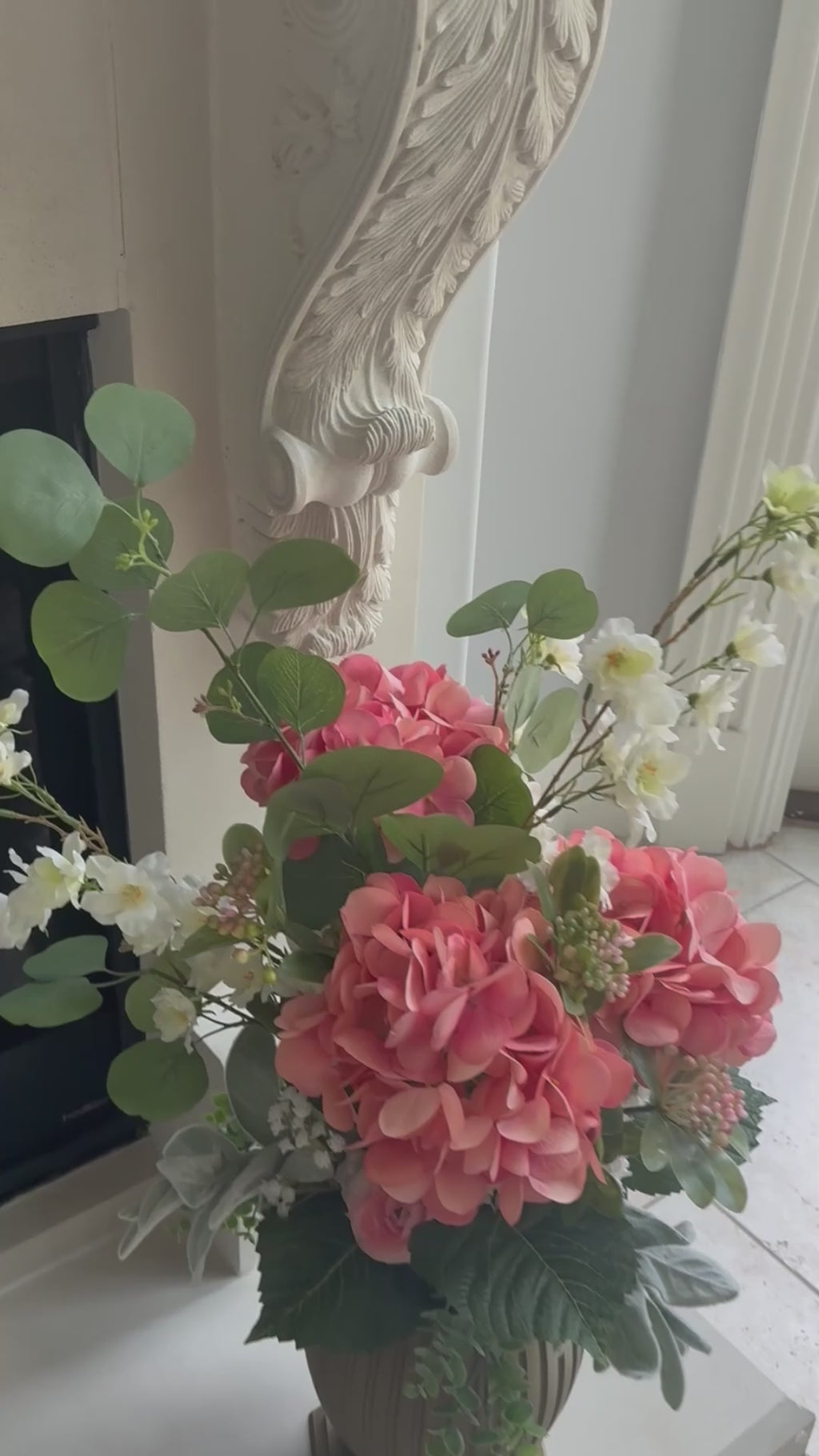 Video of Column Vase permanent floral arrangement in Peaches & Cream palette