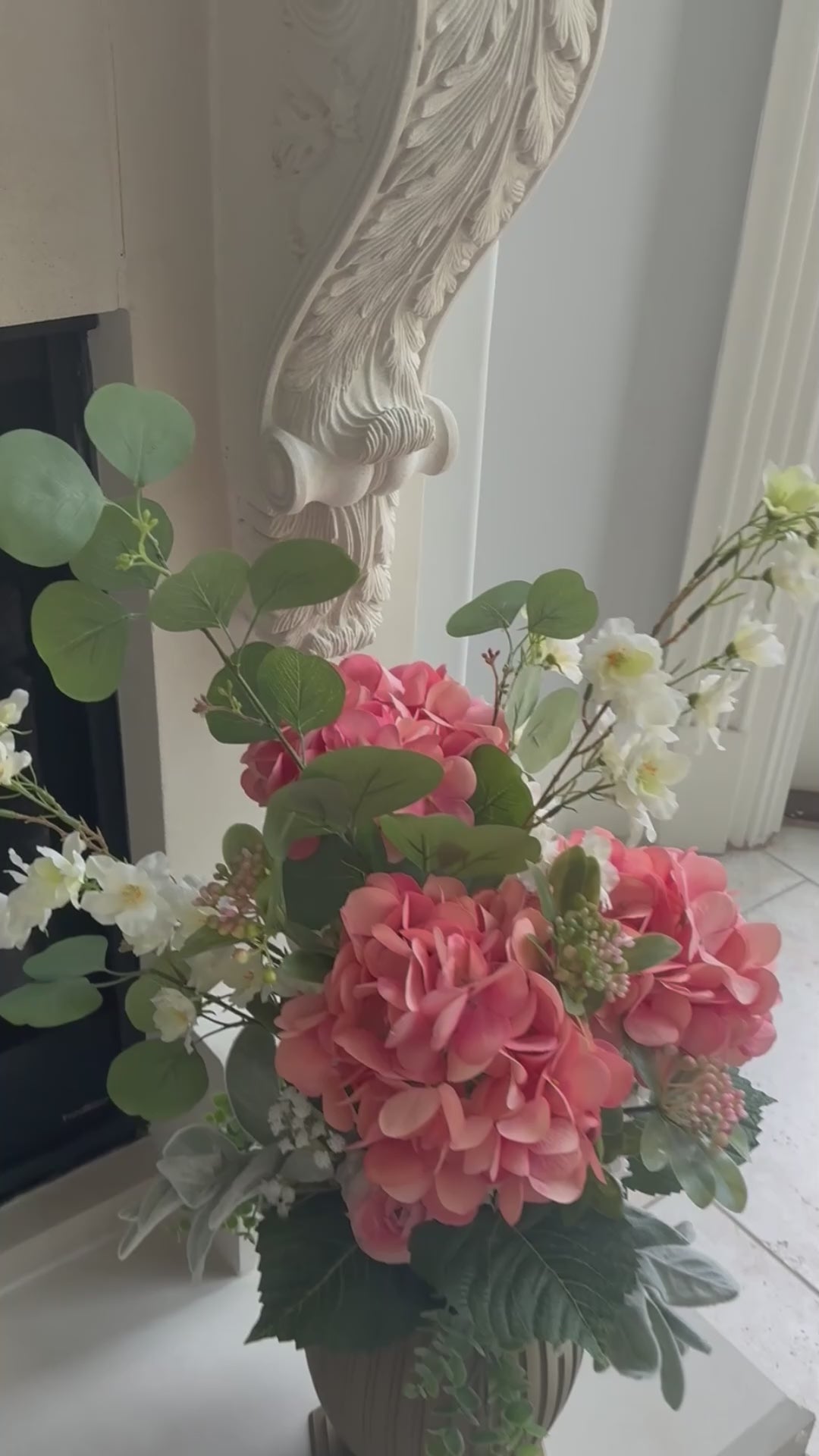 Video of Column Vase permanent floral arrangement in Peaches & Cream palette