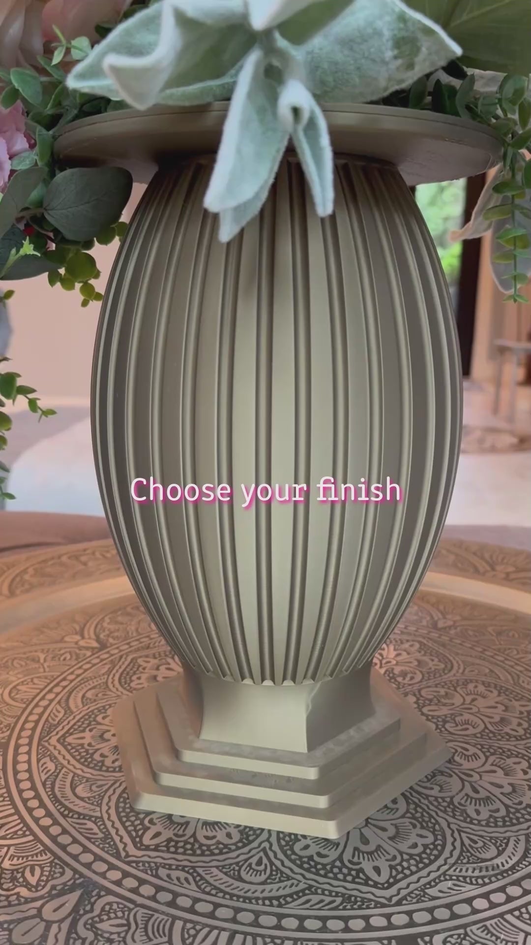 Video showing Column Vase with removable glass insert
