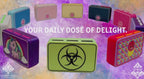 Collection of magnetic pill box designs with removable 3-compartment inserts