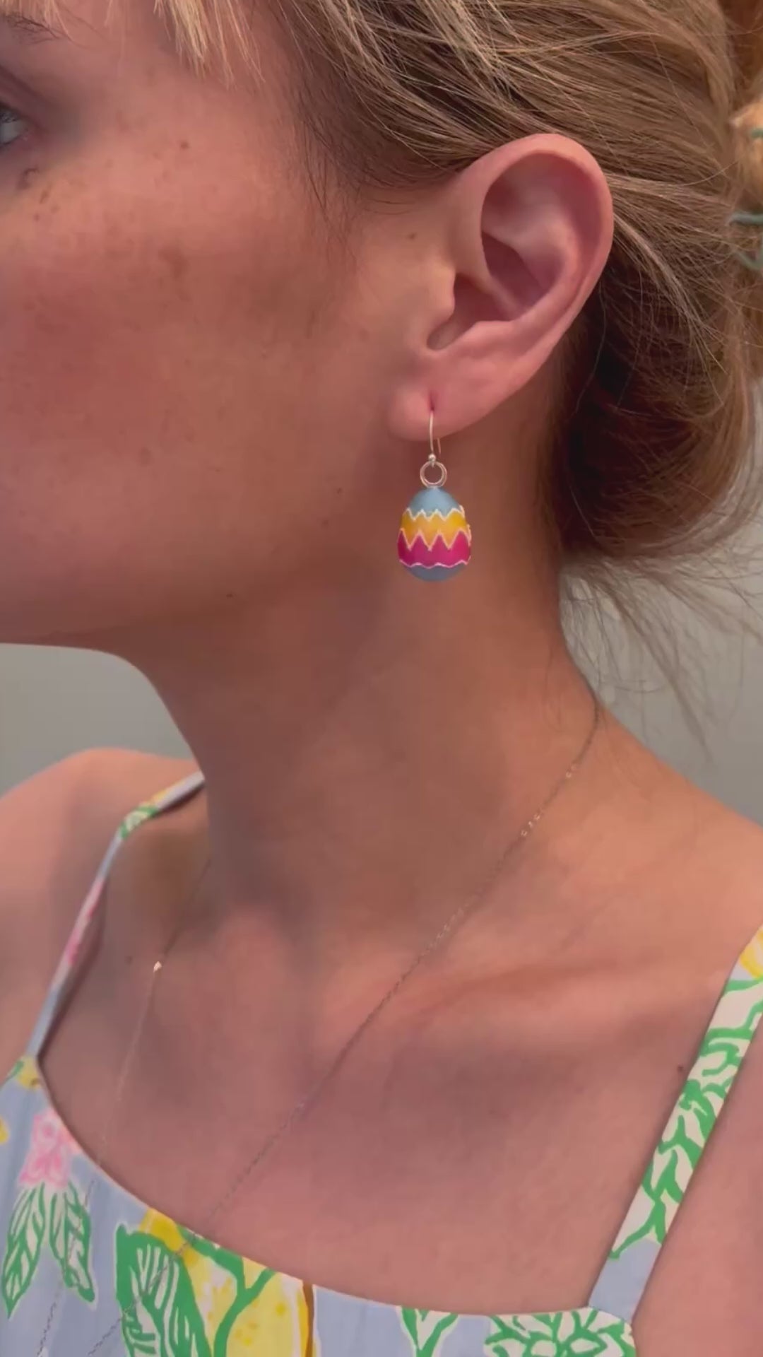 Painted Egg Earrings – Sterling Silver Hooks