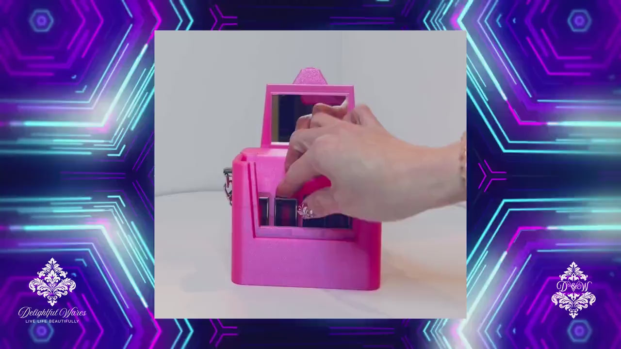 Makeup Case with Mirror Damask Travel Beauty Organizer for Purse or Vanity